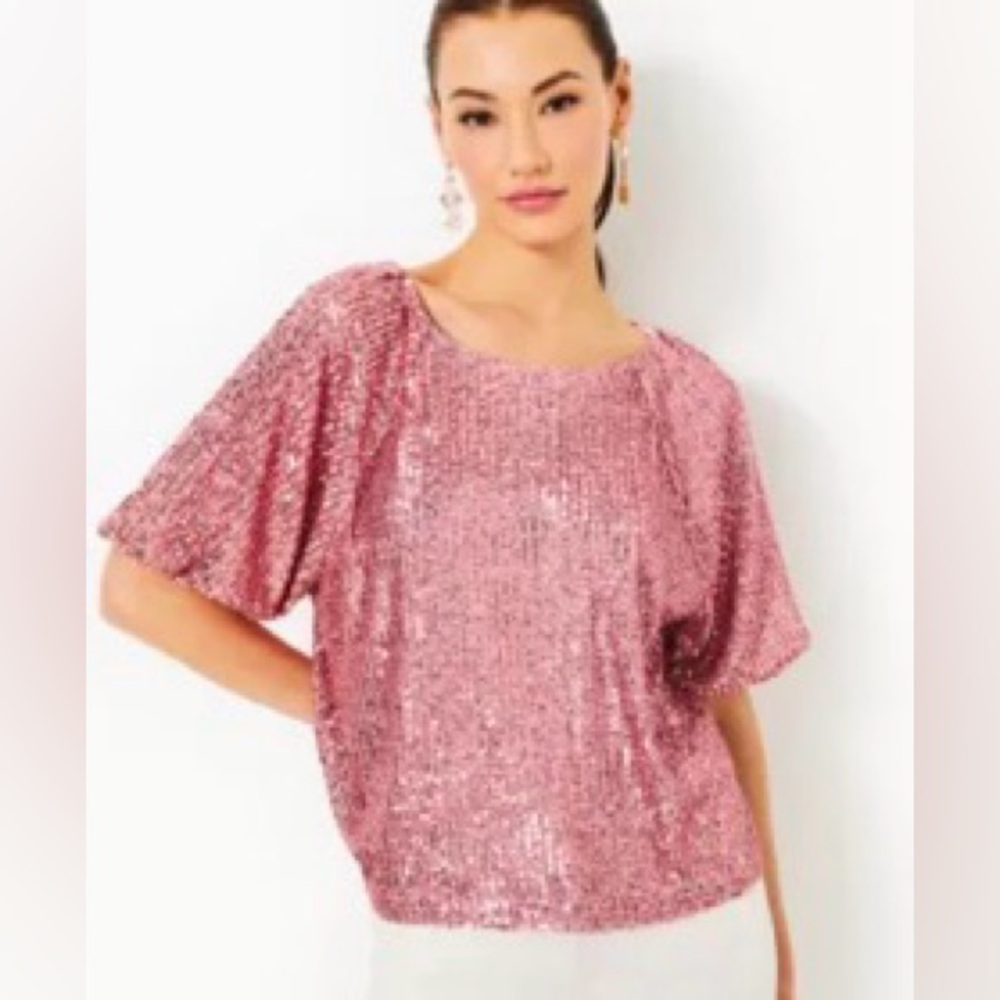 Lilly Pulitzer Pink Sequin Blouse